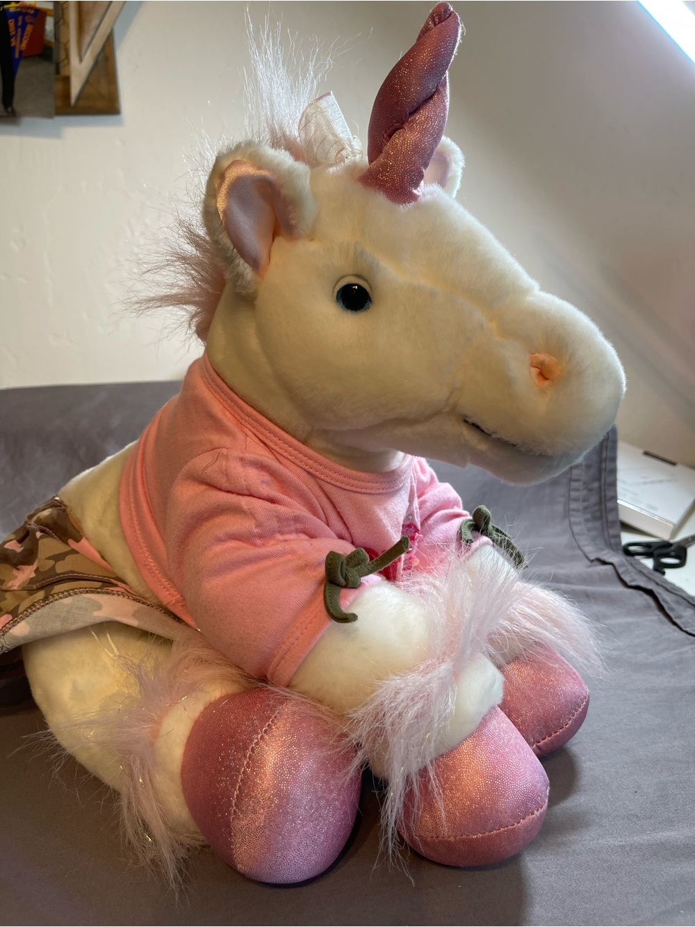 Retired Early 2000's Build A Bear BAB Sparkly Unicorn 16 inches